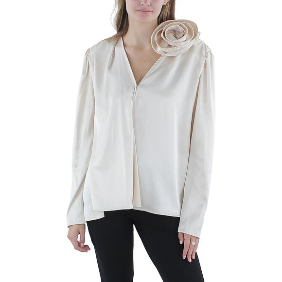 Beulah Tops - Beulah Womens Sateen Dressy Blouse Multi One Size